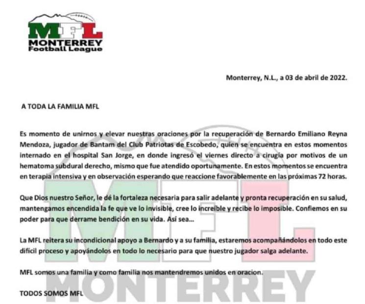 Sufre menor fractura de cráneo en MFL