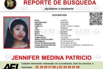 Buscan a adolescente desaparecida en Monterrey