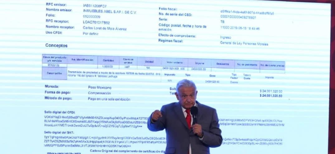 Exhibe factura de presunta compra de departamento por Loret