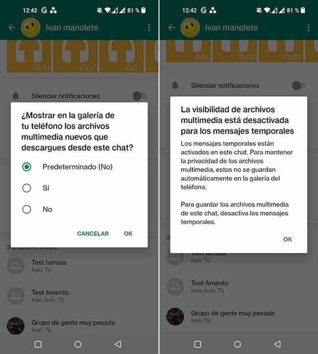 WhatsApp ya no guarda las fotos y vídeos en el movil