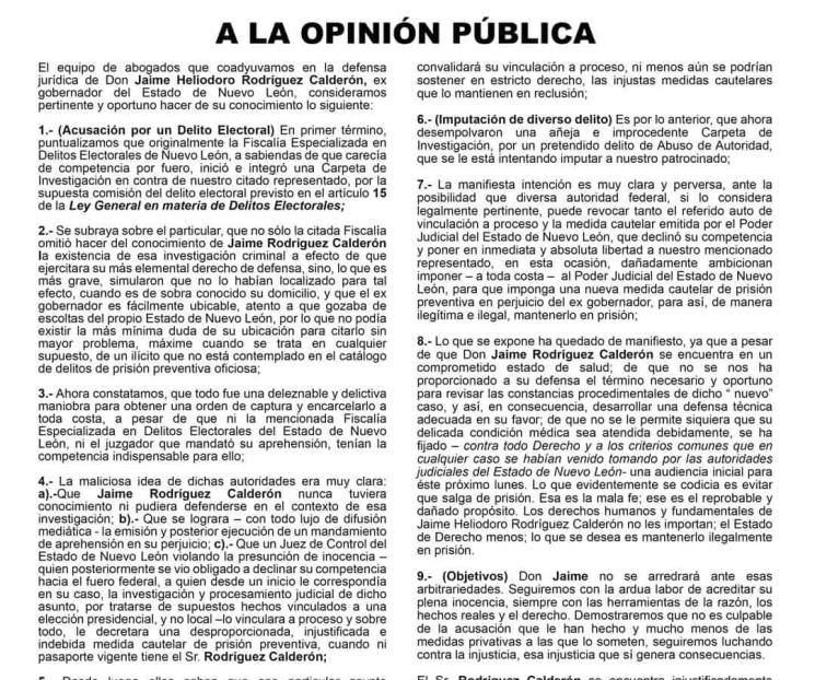 Mantienen en prisión a Bronco artimañas legales: abogados Mantienen en prisión a Bronco artimañas legales: abogados