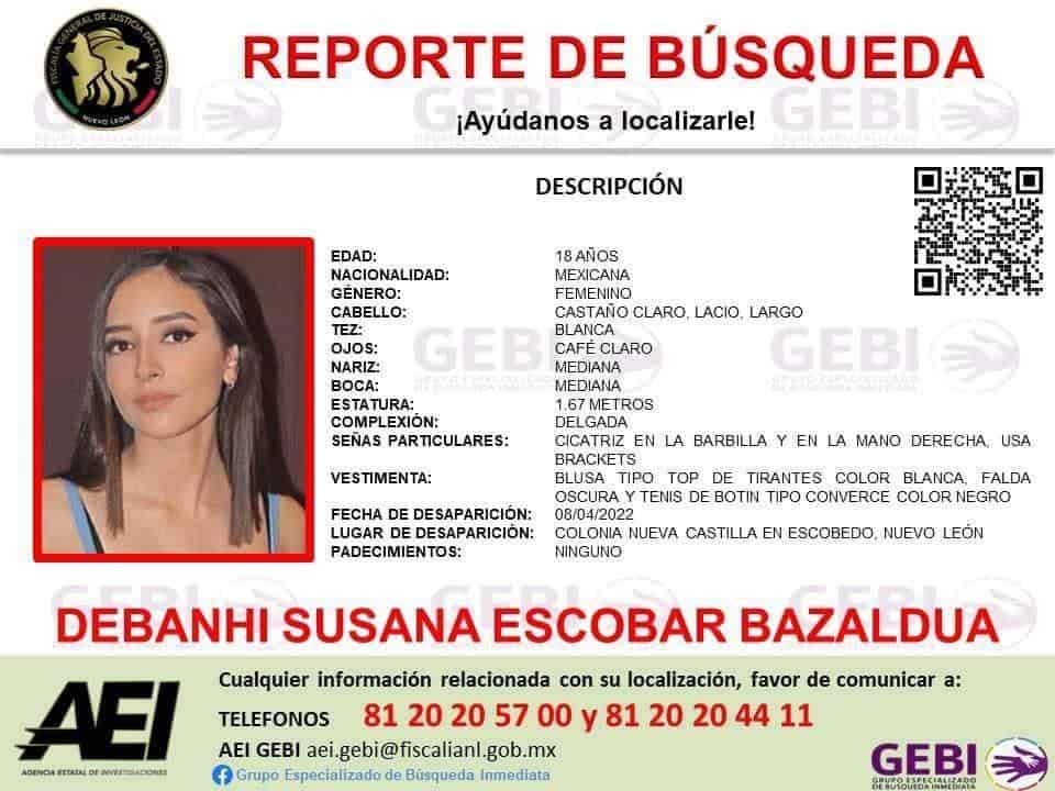 Las autoridades estatales se encuentran en alerta, después de reportarse la desaparición de una jovencita