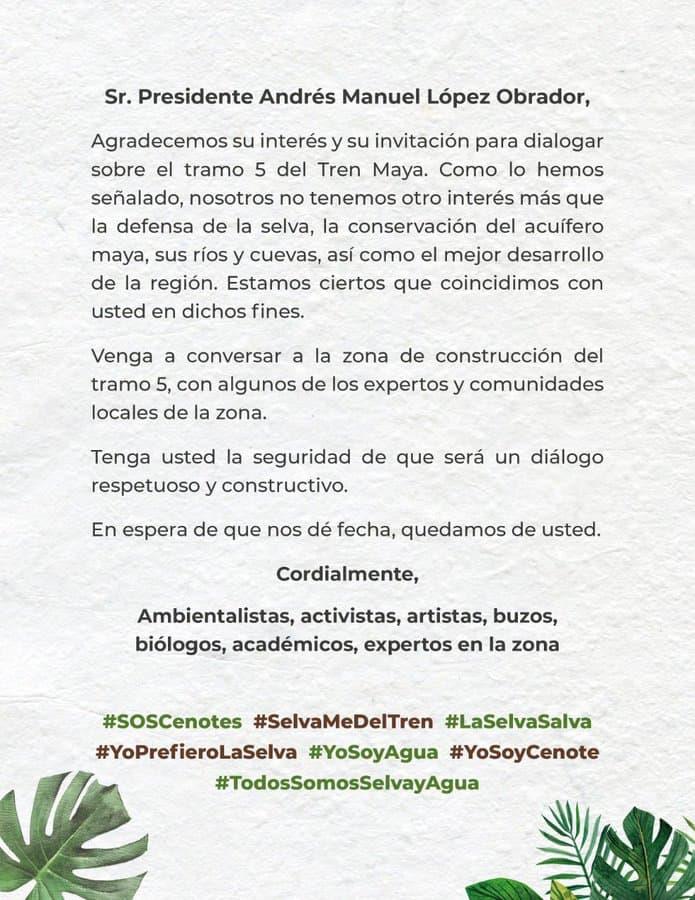 Declinan actores y ambientalistas invitación de AMLO