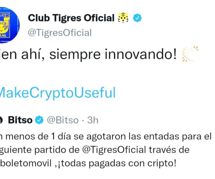 Llega criptomoneda a Tigres ¡y se agotan boletos!