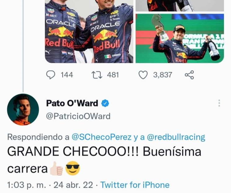 Destaca OWard grandeza de Checo Pérez en Imola