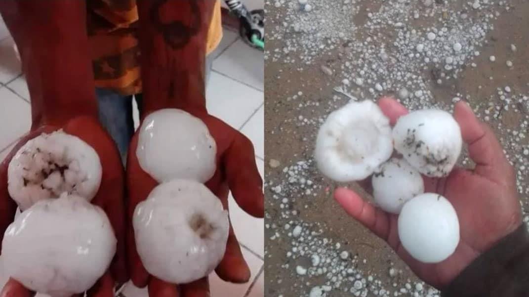 Reportan caída de mega granizo en San Luis Potosí