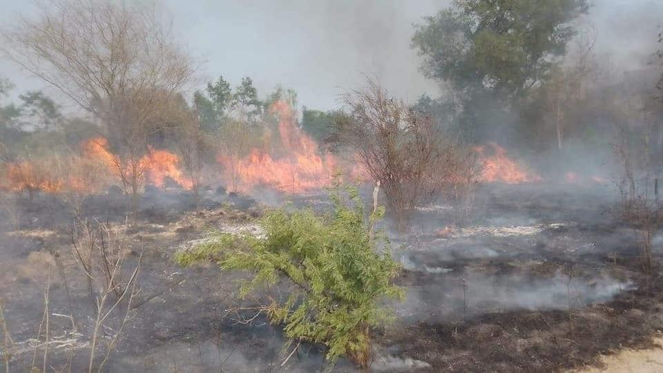 Evacúan a familias por incendio en General Terán