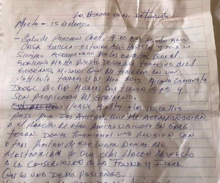 Relata Jaime Rodríguez en carta su detención Relata Jaime Rodríguez en carta su detención
