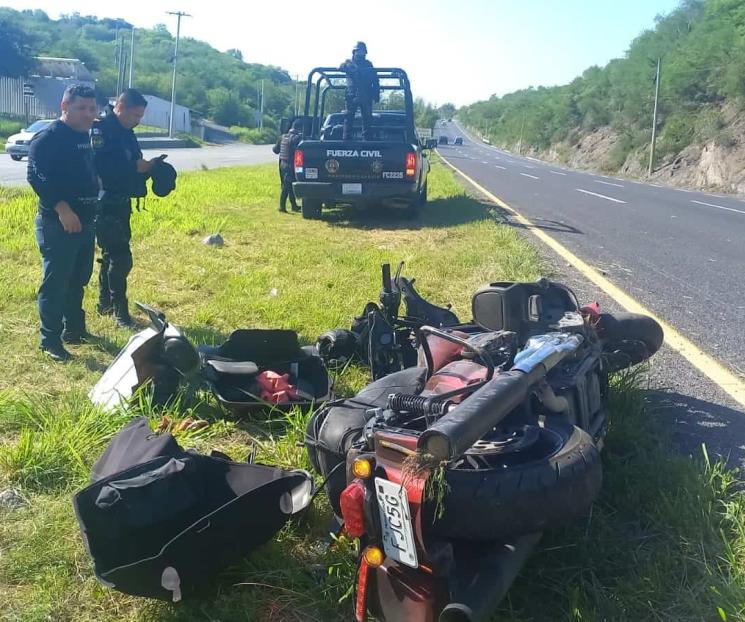 Derrapa motociclista en Allende