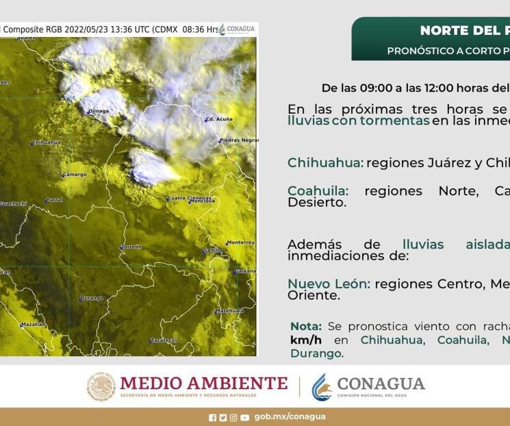 Este lunes habrá lluvias intensas en cuatro estados