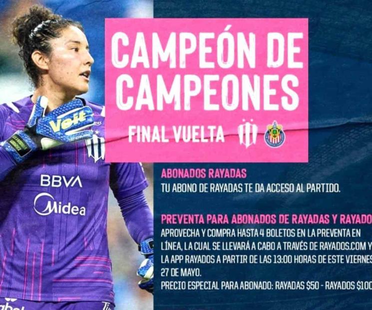 Continúa la venta libre para el Rayadas ante Chivas Continúa la venta libre para el Rayadas ante Chivas