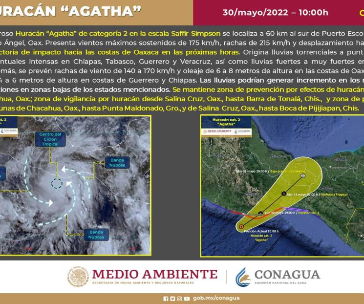 Huracán Agatha aumenta su fuerza Huracán Agatha aumenta su fuerza