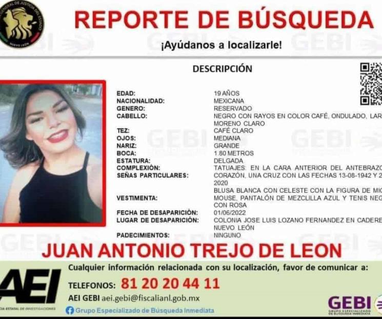 Desaparece joven transexual