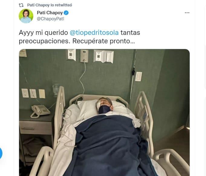 Pati Chapoy alarma con foto de Pedro Sola en el hospital