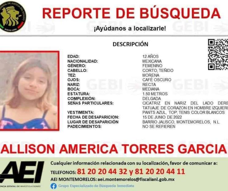 Buscan a menor extraviada en Montemorelos