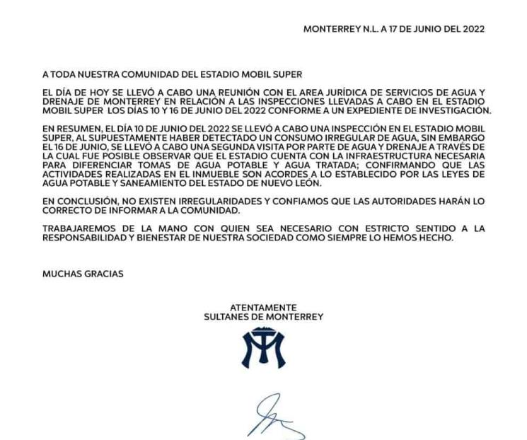 Niega Sultanes irregularidades en tomas de agua de estadio