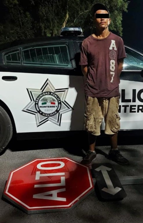 Arrestado antes de poder huir con un señalamiento de alto que desprendió en calles de la Colonia Moderna