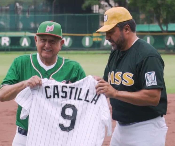 Vence AMLO y su equipo al IMSS en juego de beisbol