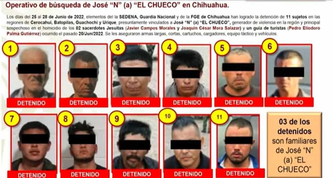 Suman 11 detenidos vinculados a célula de El Chueco