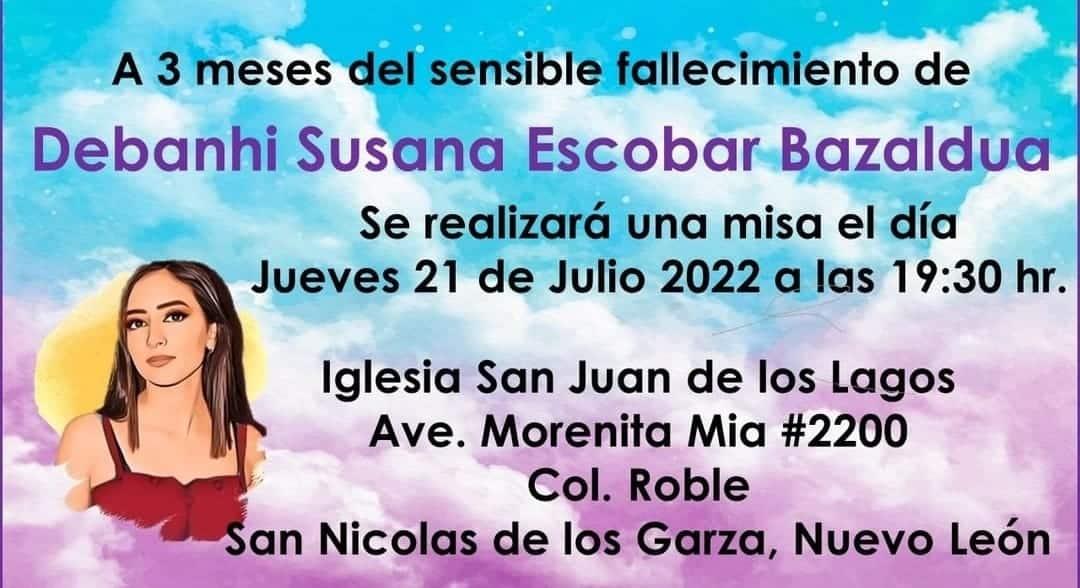 Realizarán misa por Debanhi a tres meses de su muerte
