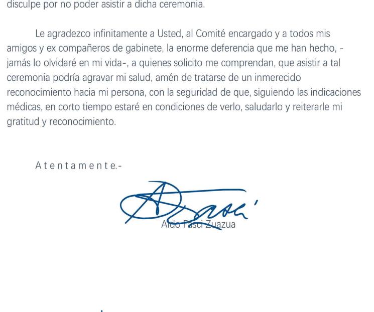 Descarta Fasci ir a recibir reconocimiento