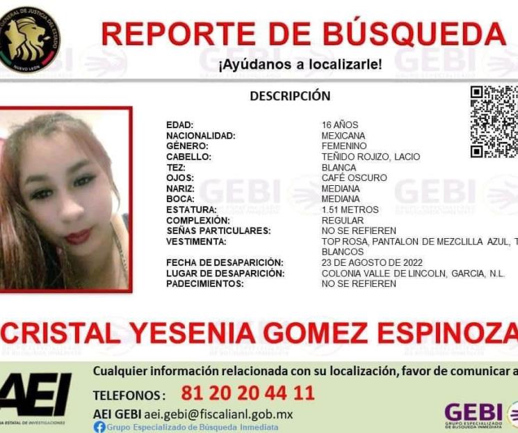 Desaparece menor en García