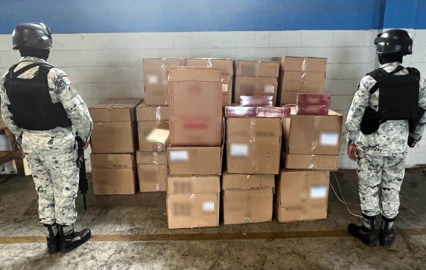 Personal de la Guardia Nacional, localizó aproximadamente 400 mil cigarros de aparente procedencia ilícita