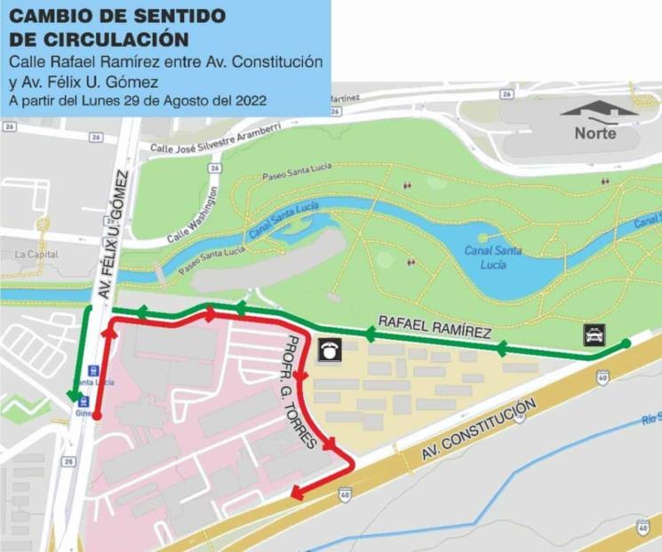 Cambian sentido de calle Rafael Ramírez en Monterrey