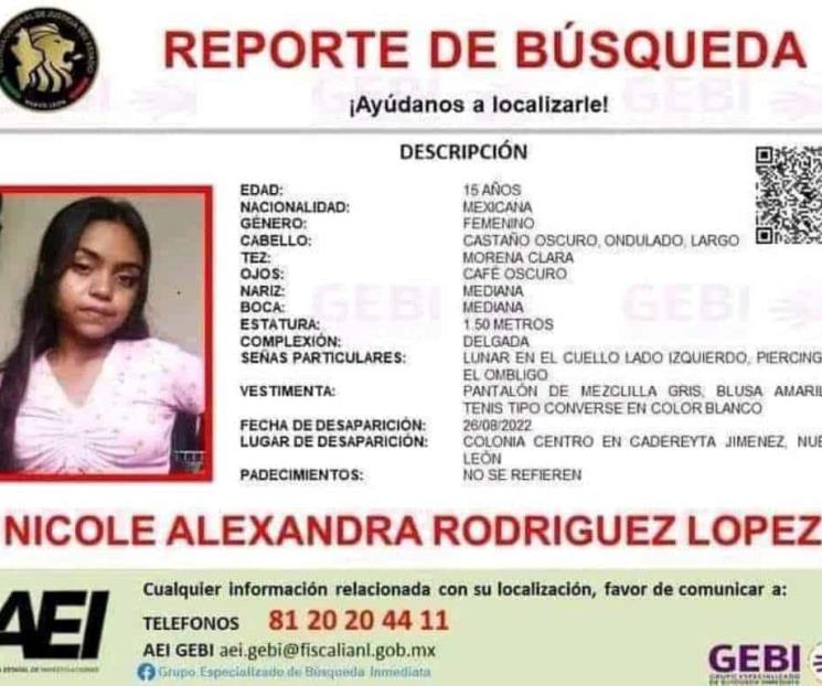 Inician búsqueda de menor desaparecida Inician búsqueda de menor desaparecida