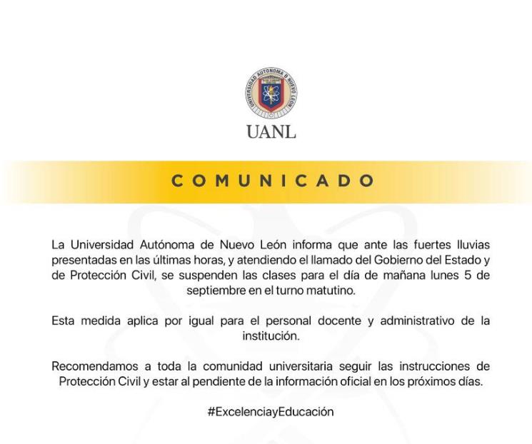 Suspenden clases matutinas