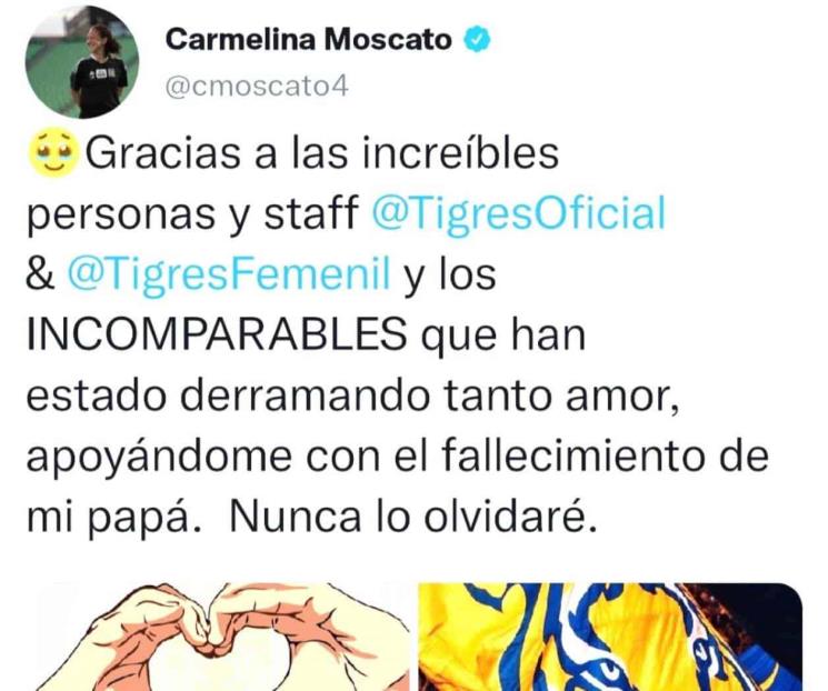 Agradece DT de felinas ante apoyo por muerte de su padre