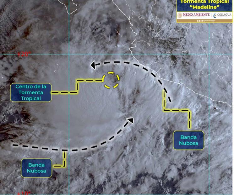 Tormenta tropical Madeline provocará lluvias en 3 estados