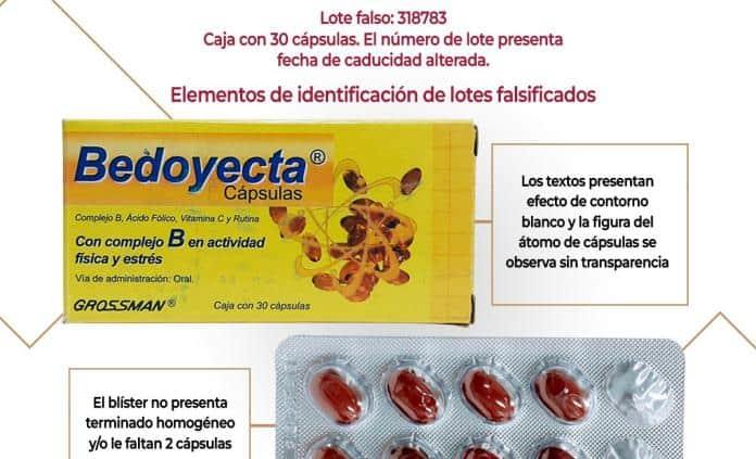 Alerta Cofepris por venta de lote de Bedoyecta Tri pirata