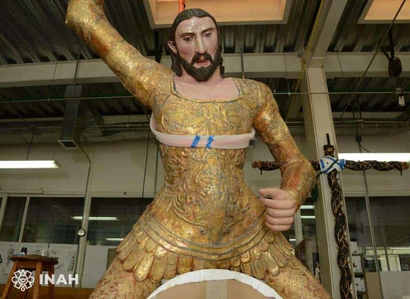 Escultura de Santiago Apóstol, lista para regresar a Izúcar