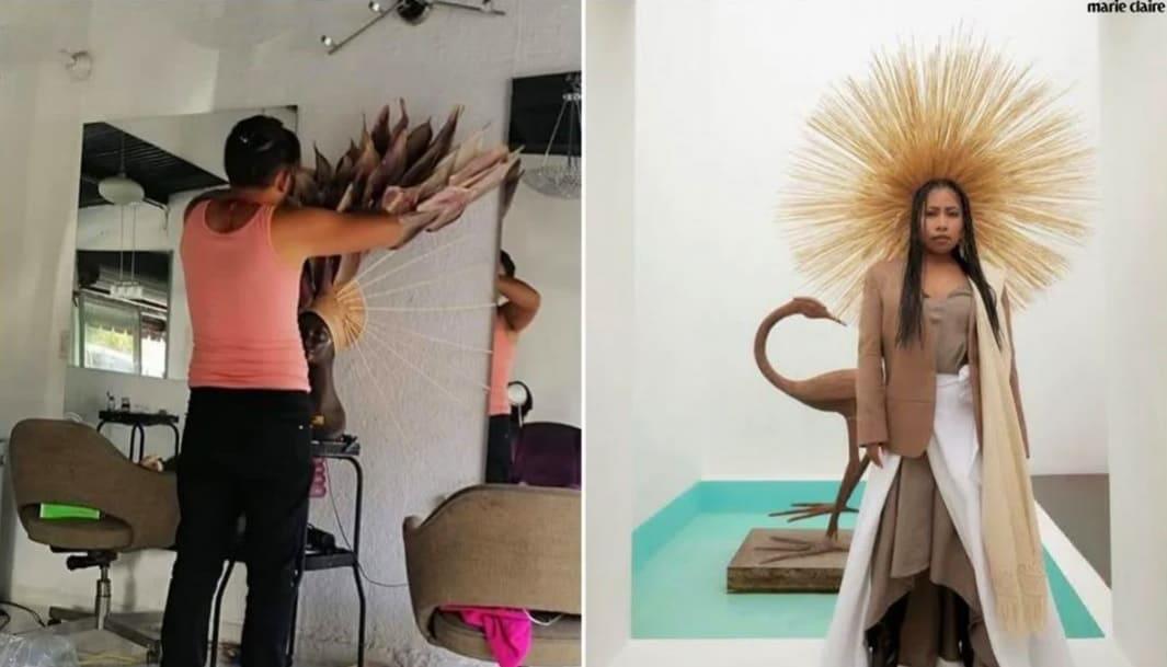 El artista oaxaqueño que transforma naturaleza en tocados
