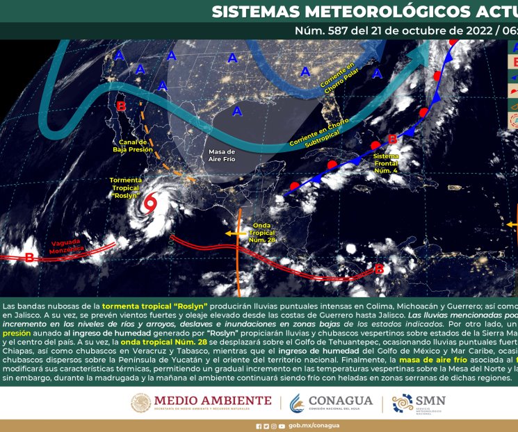 Prevén que Roslyn se convierta en huracán