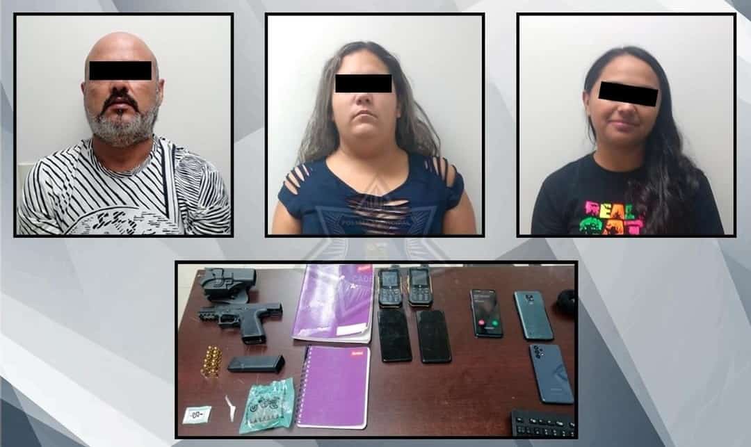 Logran la detención de tres personas, que viajaban en una camioneta portando un arma de fuego y otras sustancias prohibidas