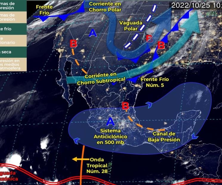 Continuarán bajas temperaturas y lluvias por Frente Frío 5