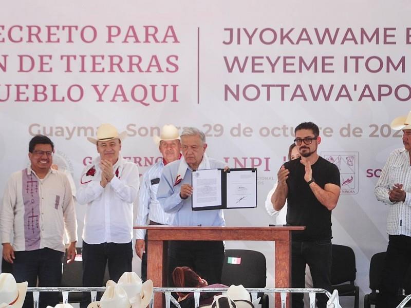 Firman decreto para restituir sus tierras al pueblo yaqui