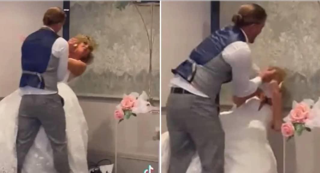 Novio le arroja pastel a su pareja en plena boda en EU