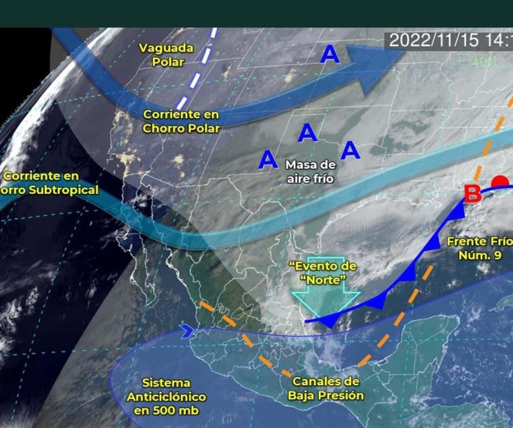 Así afectará el Frente Frío número 9 este martes