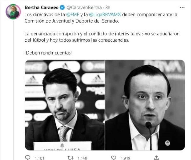 Senadora pide que directivos de FMF comparezcan por fracaso