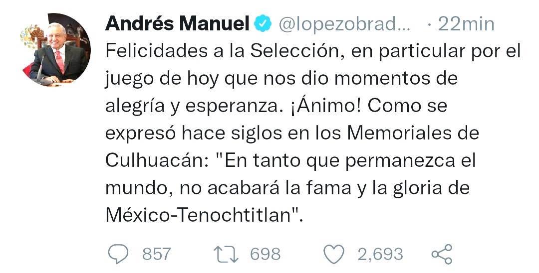 Felicita AMLO al Tri pese al fracaso en el Mundial