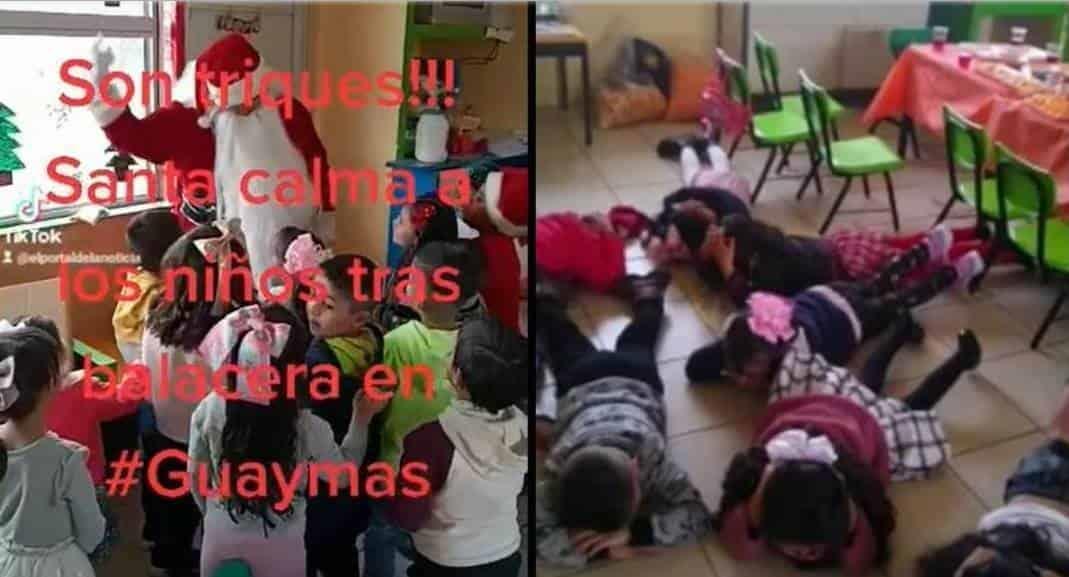 Santa Claus calma a niños en kínder por balacera