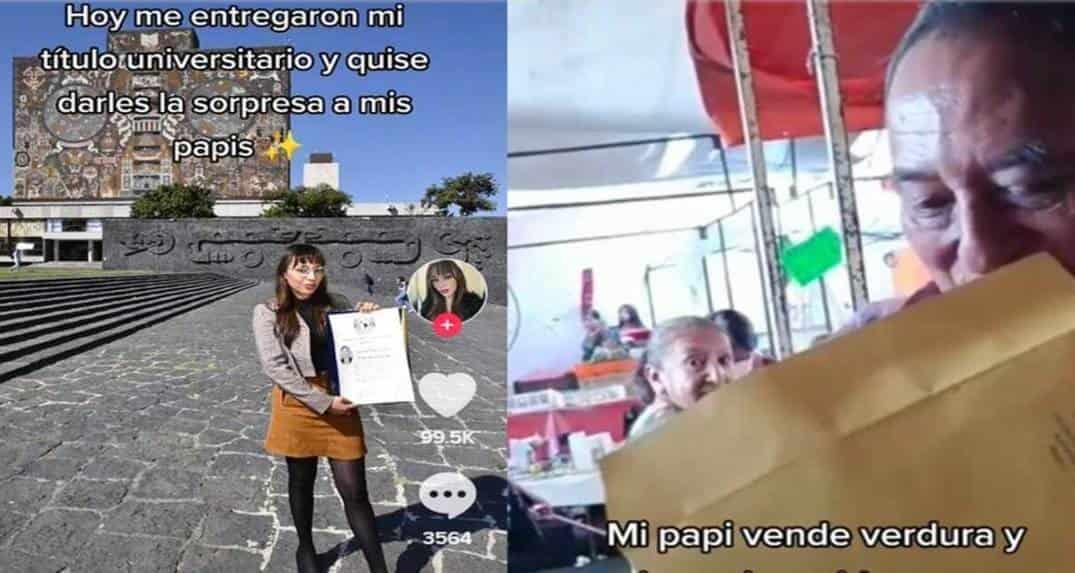 Lleva su título al mercado donde sus padres venden verdura
