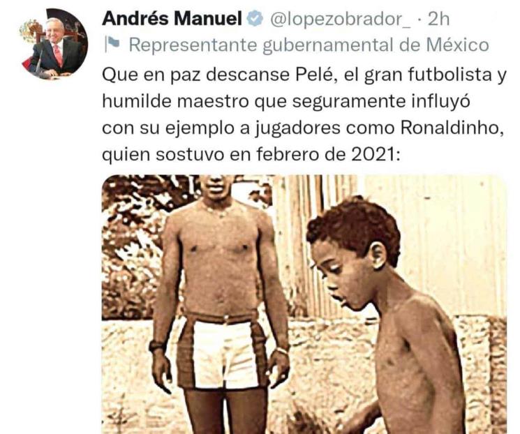 Lamenta AMLO la muerte de Pelé