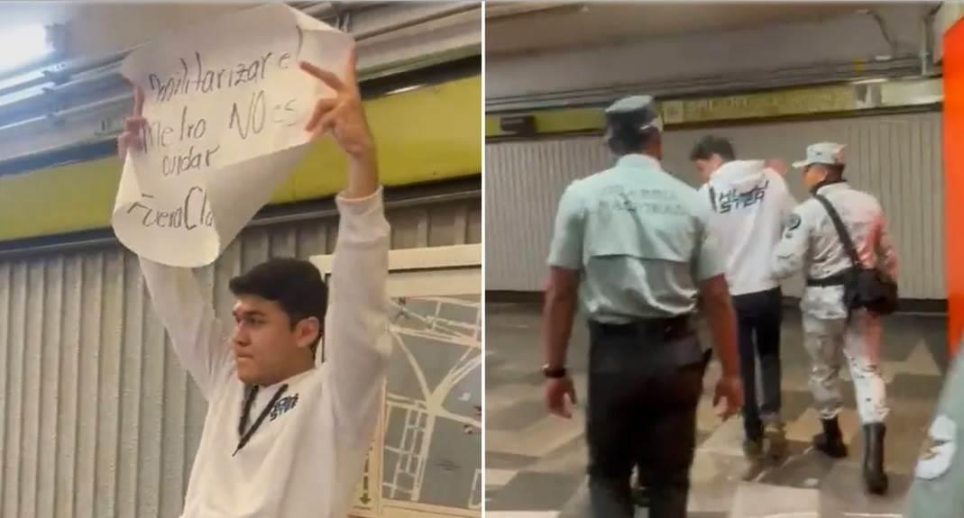 Suspenden a elementos de GN que detuvieron a manifestante Suspenden a elementos de GN que detuvieron a manifestante