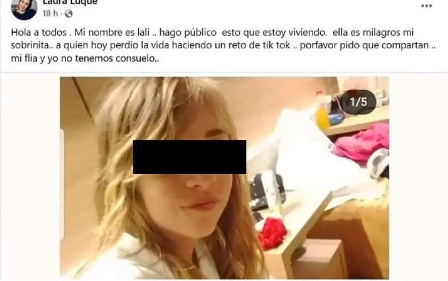 Muere una niña en Argentina por desafío viral de Tik Tok Muere una niña en Argentina por desafío viral de Tik Tok
