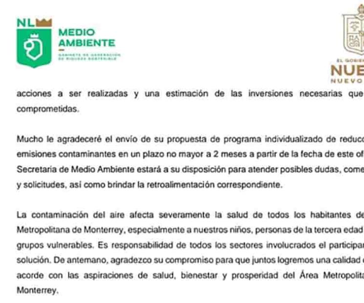 Emplaza Gobierno del Estado a empresas contaminantes Emplaza Gobierno del Estado a empresas contaminantes