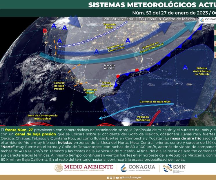 Prevén bajas temperaturas y lluvias para este 27 de enero Prevén bajas temperaturas y lluvias para este 27 de enero